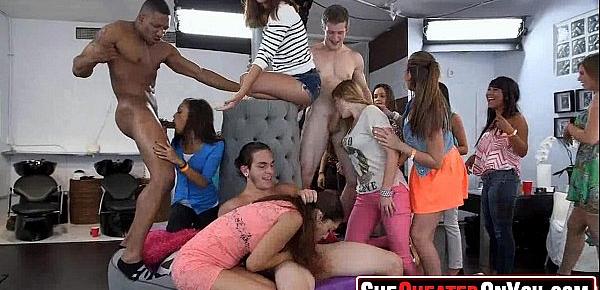  33 Hot bitches taking loads at cfnm party! 19